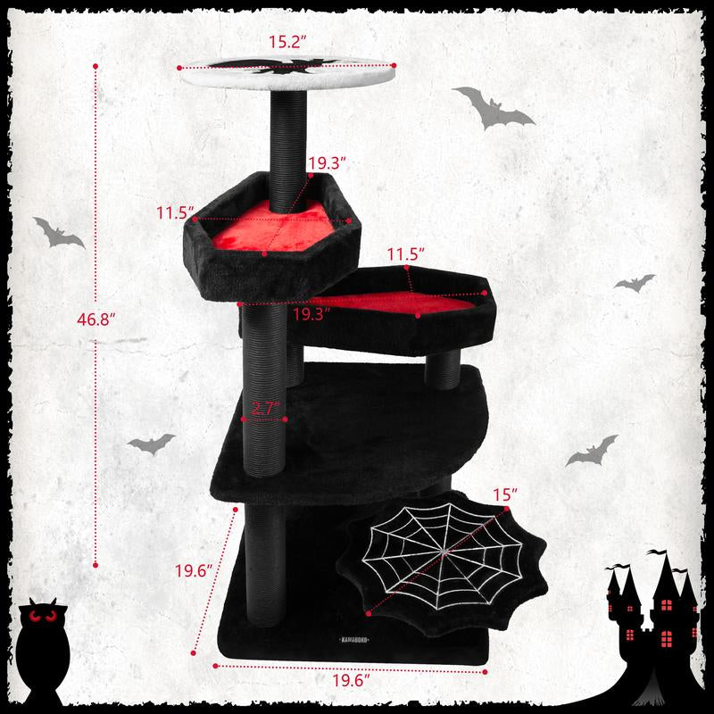 Petlife Halloween Cat Tree! Pumpkin & Ghost Design! Cozy Beds & Multi-Level Platforms! Scratching Posts & Hanging Toys!
