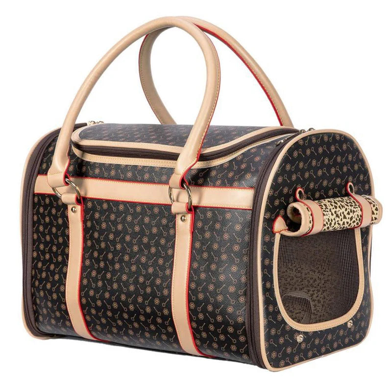Luxury Folding Leopard Print Dog Sling Bag - Fashionable Outdoor Pet Carrier for Small to Medium Puppies and Cats