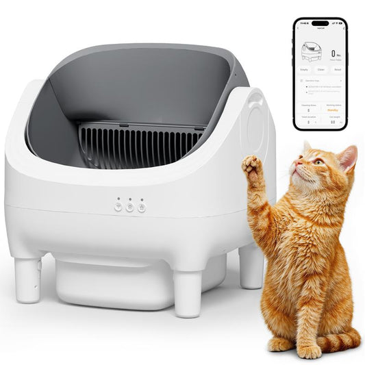 Cat Litter Box by Warcat! Automatic Open-Top with Smart App Control and Self-Cleaning with Safety Sensors
