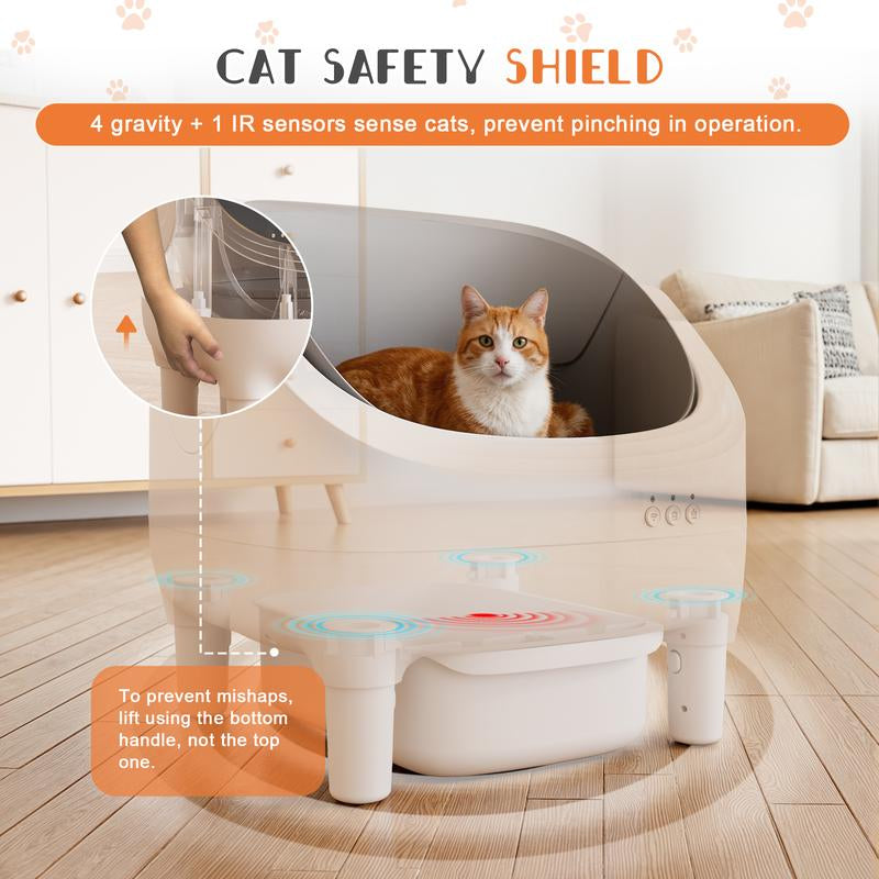 Cat Litter Box by Warcat! Automatic Open-Top with Smart App Control and Self-Cleaning with Safety Sensors