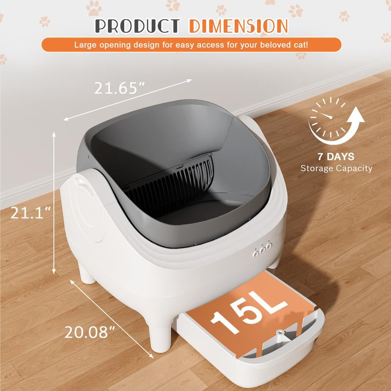 Cat Litter Box by Warcat! Automatic Open-Top with Smart App Control and Self-Cleaning with Safety Sensors