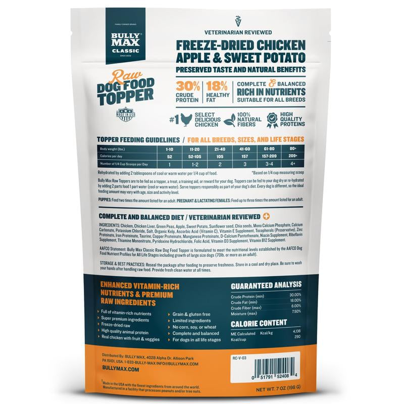 Bully Max Classic Freeze-Dried Raw Dog Food Toppers for Puppies & Adult Dogs! Fruits & Veggies, High in Protein & Essential Nutrients