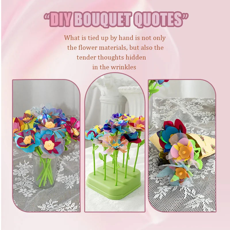 Fabric Flower Bouquet Craft Kit for Kids - Perfect Handmade Gift for Girls' Birthdays and Christmas!