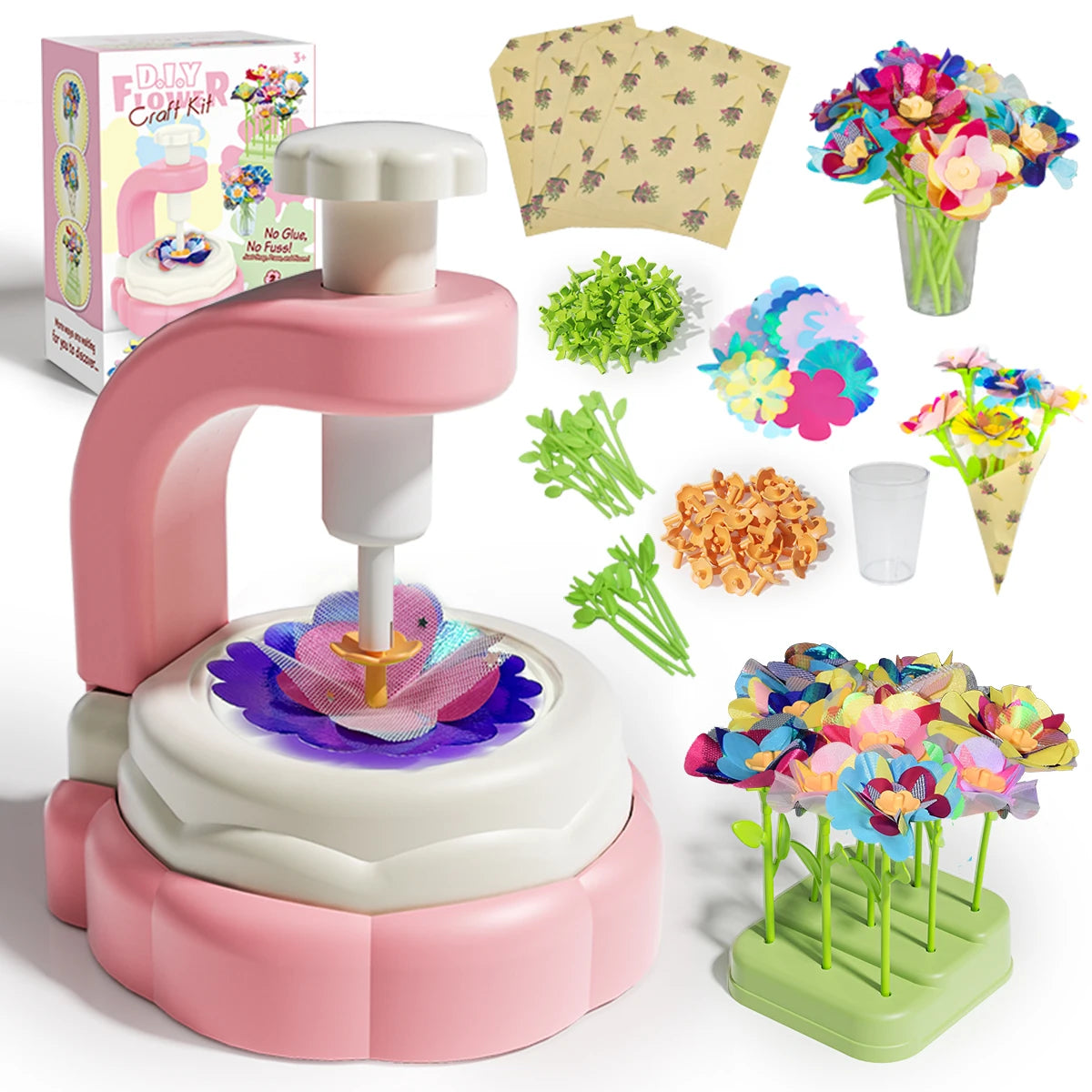 Fabric Flower Bouquet Craft Kit for Kids - Perfect Handmade Gift for Girls' Birthdays and Christmas!