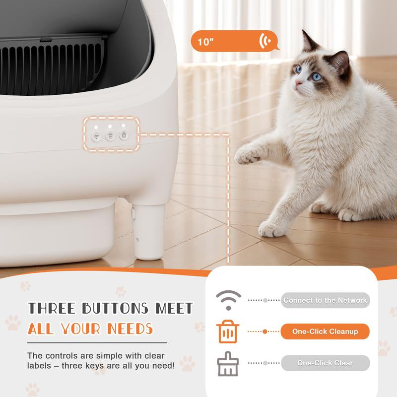 Cat Litter Box by Warcat! Automatic Open-Top with Smart App Control and Self-Cleaning with Safety Sensors