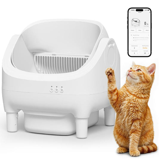 Cat Litter Box by Warcat! Automatic Open-Top with Smart App Control and Self-Cleaning with Safety Sensors