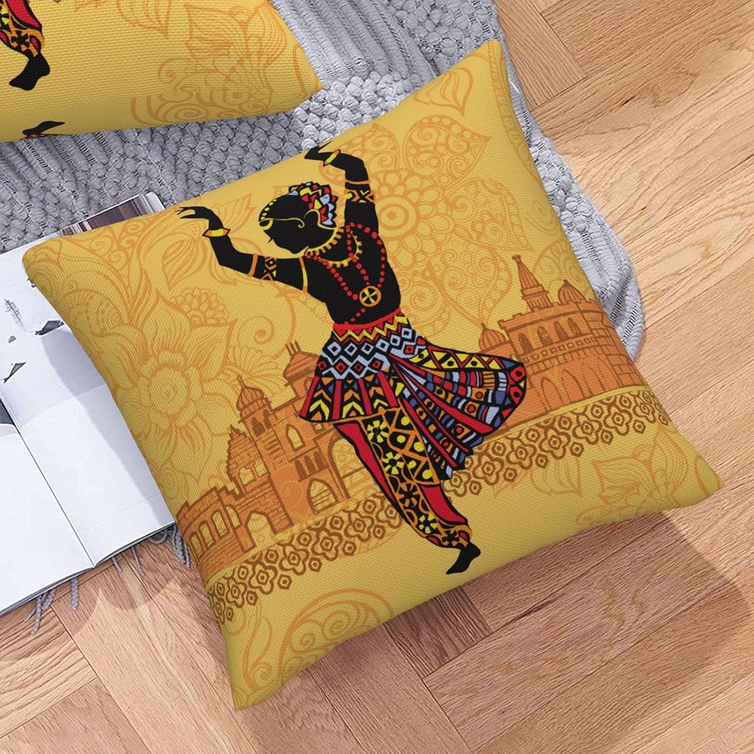 Pmzrao African American Women Throw Pillow! Lady Decorative Deco Square Pillow Cases for Decore