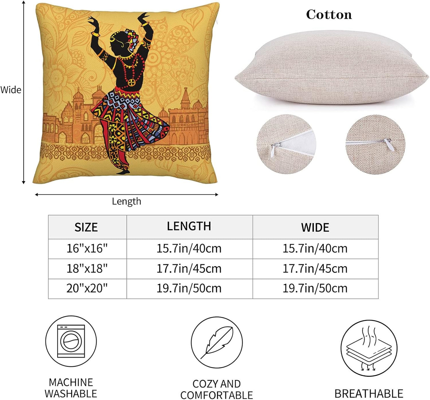 Pmzrao African American Women Throw Pillow! Lady Decorative Deco Square Pillow Cases for Decore