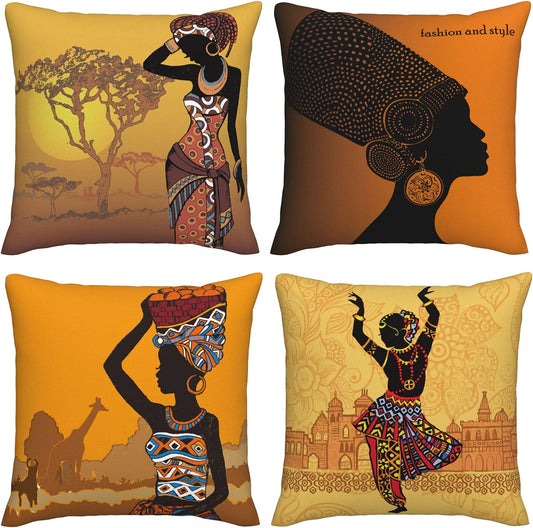 Pmzrao African American Women Throw Pillow! Lady Decorative Deco Square Pillow Cases for Decore